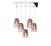 Sospensione Contemporanea Rett. Shaded Metallo Cromo Vetro Rame 5 Luci E27 [EEK: A++]