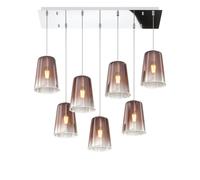 Sospensione Contemporanea Rett. Shaded Metallo Cromo Vetro Rame 7 Luci E27 [EEK: A++]