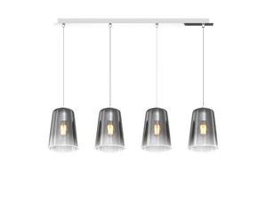 Sospensione Contemporanea Rett. Shaded Metallo E Vetro Cromo 4 Luci E27