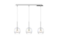 Sospensione Contemporanea Rosone Rett. Future Met. Cromo Vetro Trasp. 3 Luci E27