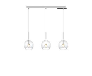 Sospensione Contemporanea Rosone Rett. Future Met. Cromo Vetro Trasp. 3 Luci E27