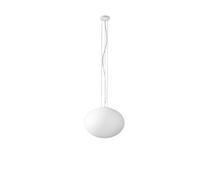 Saturno sospensione in vetro e metallo bianco opaco 2 luci attacco E27 d.40cm