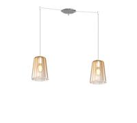 Sospensione Contemporanea Shaded Metallo Cromo Vetro Ambra 2 Luci E27 [EEK: A++]
