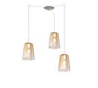Sospensione Contemporanea Shaded Metallo Cromo Vetro Ambra 3 Luci E27 [EEK: A++]