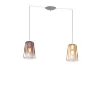 Sospensione Contemporanea Shaded Metallo Cromo Vetro Ambra E Rame 2 Luci E27 [EEK: A++]
