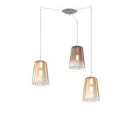 Sospensione Contemporanea Shaded Metallo Cromo Vetro Ambra E Rame 3 Luci E27 [EEK: A++]