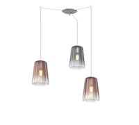 Sospensione Contemporanea Shaded Metallo Cromo Vetro Rame E Cromo 3 Luci E27
