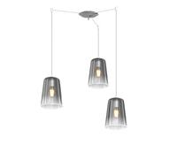 Sospensione Contemporanea Shaded Metallo E Vetro Cromo 3 Luci E27