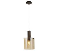 Sospensione Contemporanea Svezia Acciaio Marrone Vetro 1 Luce E27