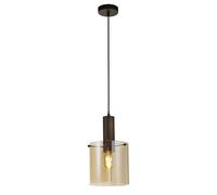 Sospensione Contemporanea Svezia Acciaio Marrone Vetro 1 Luce E27