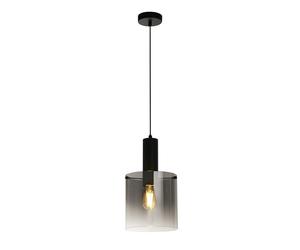 Sospensione Contemporanea Svezia Acciaio Nero Vetro 1 Luce E27