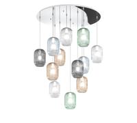SOSPENSIONE CROMO 12 LUCI TONDA VETRI 3X TR + 3X AM + 2X FU + 2X VE + 2X BL 1181CR-S12 T-MC