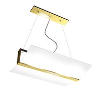 Sospensione Contemporanea Wood Metallo Foglia Oro Vetro Bianco 2 Luci E27