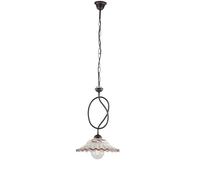 Sospensione Country Chic Bistrot 1 Luce Ruggine Con Ceramica Vietrese