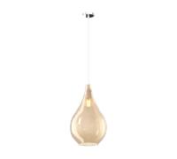 SOSPENSIONE CROMO 1 LUCE VETRO GRANDE AMBRA 1193CR-SG-AM