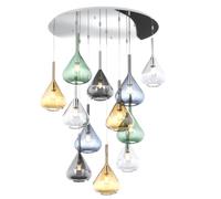 Sospensione Contemp Tonda Kona Metallo Cromo Vetro Multicolor 12 Luci E27