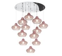 SOSPENSIONE CROMO 12 LUCI TONDA VETRI PICCOLI RUBINO 1191CR-S12 TP-RU