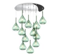 SOSPENSIONE CROMO 12 LUCI TONDA VETRI VERDE 1177CR-S12 T-VE