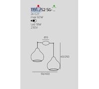 SOSPENSIONE CROMO 2 LUCI SPOSTABILE VETRI GRANDI AMBRA 1191CR-S2 SG-AM