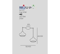 SOSPENSIONE CROMO 2 LUCI SPOSTABILE VETRI PICCOLI AMBRA 1191CR-S2 SP-AM
