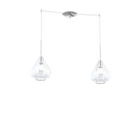 SOSPENSIONE CROMO 2 LUCI SPOSTABILE VETRI TRASPARENTE 1177CR-S2 S-TR