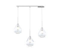 SOSPENSIONE CROMO 3 LUCI RETTANGOLARE VETRI TRASPARENTE 1177CR-S3 R-TR
