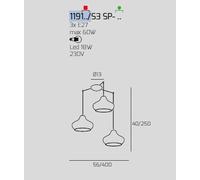 SOSPENSIONE CROMO 3 LUCI SPOSTABILE VETRI (2 X PICCOLO AM + 1 X PICCOLO RU) 1191CR-S3 SP-AR
