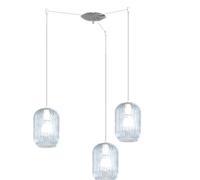 SOSPENSIONE CROMO 3 LUCI SPOSTABILE VETRI BLU 1181CR-S3 S-BL