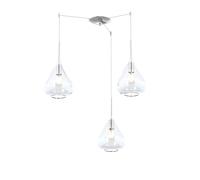 SOSPENSIONE CROMO 3 LUCI SPOSTABILE VETRI TRASPARENTE 1177CR-S3 S-TR