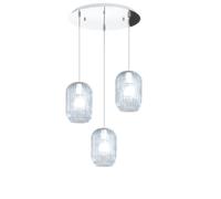 SOSPENSIONE CROMO 3 LUCI TONDA VETRI BLU 1181CR-S3 T-BL