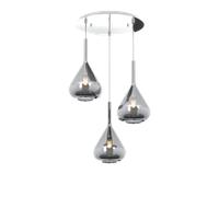 SOSPENSIONE CROMO 3 LUCI TONDA VETRI FUME 1177CR-S3 T-FU