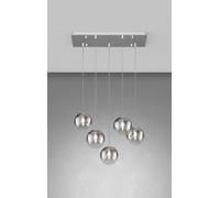 SOSPENSIONE CROMO 5 LUCI RETTANGOLARE VETRI FUME 1184CR-S5 R-FU