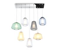 SOSPENSIONE CROMO 7 LUCI RETTANGOLARE VETRI (ALPHA VE + AM) (BETA TR + BL) (GAMMA TR + AM + FU) 1176CR-S7 R ABG-MC