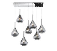 SOSPENSIONE CROMO 7 LUCI RETTANGOLARE VETRI FUME 1177CR-S7 R-FU