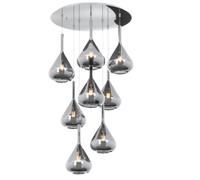 SOSPENSIONE CROMO 8 LUCI TONDA VETRI FUME 1177CR-S8 T-FU