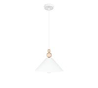 Sospensione Cucina Bianco Natura Metallo Legno Ø26 CM E27 Pranzo Pendelleuchte