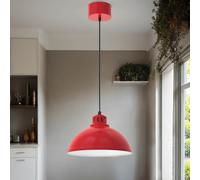 Sospensione Cucina Metallo Rosso Bianco Ø30 CM E27 Loft Pendelleuchte Pranzo
