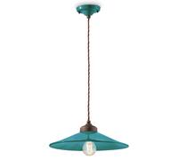Lampadario Vintage Colors Ferro E Ceramica Verde Petrolio 1 Luce E27 35Cm