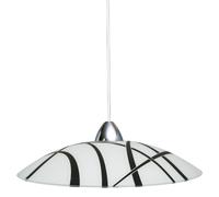 Sospensione D50 1xE27 Montatura Bianco-Cromo Vetro Lastra Bianco-Nero E-Energy Dario