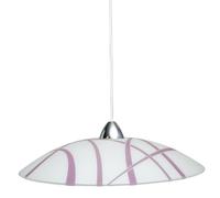 Sospensione D50 1xE27 Montatura Bianco-Cromo Vetro Lastra Bianco-Viola E-Energy Dario