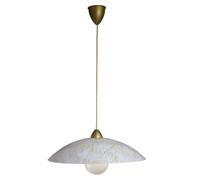 Sospensione D50 1xE27 Montatura Oro Vetro Lastra Bianco Decorato Rose E-Energy Caterina