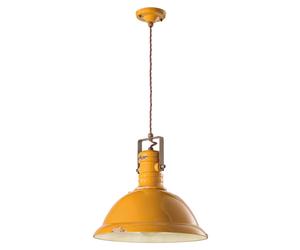 Sospensione da interno a in Ferro Vintage materiale Ceramico URBAN RETRO' dimensione 40x40x h 36 cm peso 3,62 kg - Attacco Lampada E 27 Vintage Giallo giallo