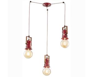 Sospensione da interno a tre luci in materiale Ceramico URBAN RETRO' dimensione 13x h 19 cm peso 2.37 kg - Attacco Lampada E 27 Bordeaux bordeaux