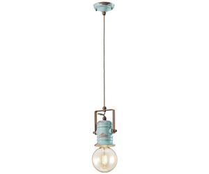 Sospensione da interno a Una luce in materiale Ceramico URBAN RETRO' dimensione 13x h 19 cm peso 1,24 kg - Attacco Lampada E 27 LIGHT BLUE blu