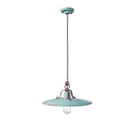 Sospensione da Interno COUNTRY RETRO IN MATERIALE CERAMICO Diametro ? 40cm 1,70 kg - Attacco Lampada E27 max 77W interno VINTAGE Azzurro azzuro