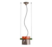 Sospensione Decò Yakitori Ceramica Arancio Volpe Moka Metallo Verde 1 Luce E27