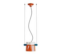 Sospensione Decò Yakitori Ceramica Bianco Arancio Volpe Metallo Blu 1 Luce E27
