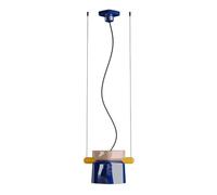 Sospensione Decò Yakitori Ceramica Grigio Sabbia Blu Metallo Giallo 1 Luce E27