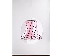 Sospensione Diametro 50 cm Stella Rosa Pois Nero,design Walter Sbicca realizzato in Cristallo acrilico , cotone , metallo, misure 50x40x50 cm multicolor