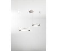Sospensione doppia Edge in alluminio colore grigio a LED 99W 6930LM - 3000K doppia emissione d.60cm e d.40cm